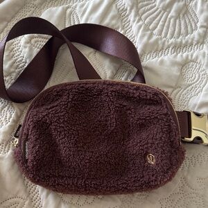 Lululemon athletica brown sherpa everywhere belt bag with gold Hardware